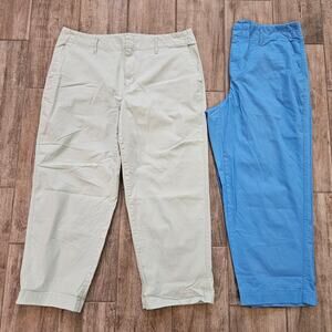 A New Day Capri Pants‎ Women Size 17 Lot of 2 Blue Green Casual Summer Basic